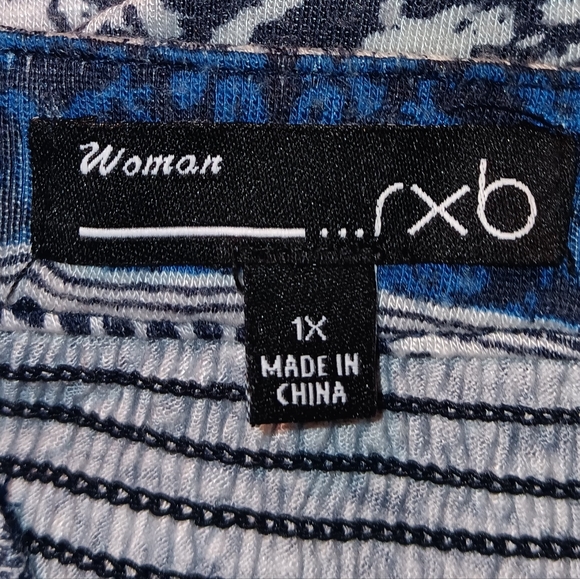 rxb blouse 1X Blue Print - Picture 3 of 4